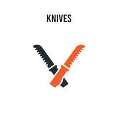 Knives vector icon on white background. Red and black colored Knives icon. Simple element illustration sign symbol EPS