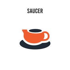 saucer vector icon on white background. Red and black colored saucer icon. Simple element illustration sign symbol EPS