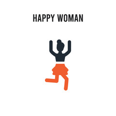 Happy Woman vector icon on white background. Red and black colored Happy Woman icon. Simple element illustration sign symbol EPS