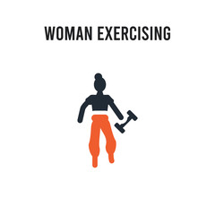 Woman Exercising vector icon on white background. Red and black colored Woman Exercising icon. Simple element illustration sign symbol EPS