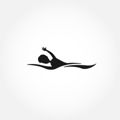 swimming man silhouette icon design element