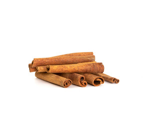 cinnamon sticks on white background