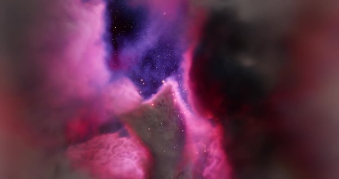 Birth of a star Nebula, stellar nursery. collection of 5 animation of stellar system and gas nebula. Newborn stars, glowing clouds heated by intense radiation. Deep space. Science fiction. 3D render