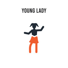 Young Lady vector icon on white background. Red and black colored Young Lady icon. Simple element illustration sign symbol EPS