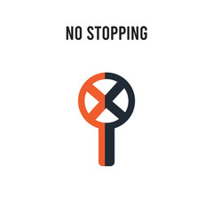 No stopping vector icon on white background. Red and black colored No stopping icon. Simple element illustration sign symbol EPS