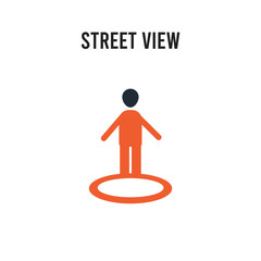 Street view vector icon on white background. Red and black colored Street view icon. Simple element illustration sign symbol EPS