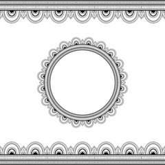 Ethnic ornament for greeting card, Henna drawing and tattoo template. Vector illustration