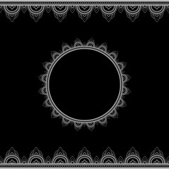 Ethnic ornament for greeting card, Henna drawing and tattoo template. Vector illustration
