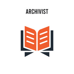 Archivist vector icon on white background. Red and black colored Archivist icon. Simple element illustration sign symbol EPS