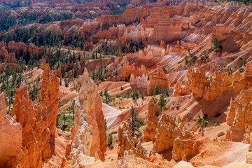 View of amazing hoodoos sandstone formations in scenic Bryce Canyon National Parkon on a sunny day. Utah, USA