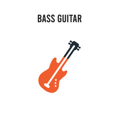 Bass Guitar vector icon on white background. Red and black colored Bass Guitar icon. Simple element illustration sign symbol EPS