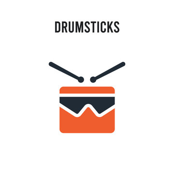 Drumsticks vector icon on white background. Red and black colored Drumsticks icon. Simple element illustration sign symbol EPS