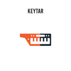 Keytar vector icon on white background. Red and black colored Keytar icon. Simple element illustration sign symbol EPS