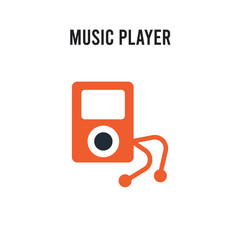 Music player vector icon on white background. Red and black colored Music player icon. Simple element illustration sign symbol EPS