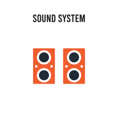 Sound system vector icon on white background. Red and black colored Sound system icon. Simple element illustration sign symbol EPS