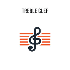treble clef vector icon on white background. Red and black colored treble clef icon. Simple element illustration sign symbol EPS