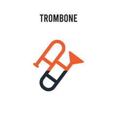 Trombone vector icon on white background. Red and black colored Trombone icon. Simple element illustration sign symbol EPS