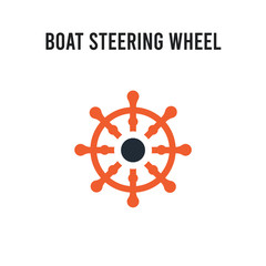 Obraz premium Boat Steering Wheel vector icon on white background. Red and black colored Boat Steering Wheel icon. Simple element illustration sign symbol EPS