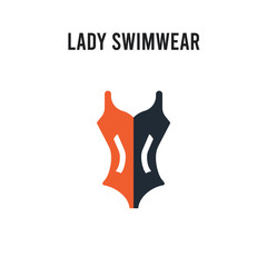 Lady Swimwear vector icon on white background. Red and black colored Lady Swimwear icon. Simple element illustration sign symbol EPS