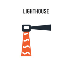 Lighthouse vector icon on white background. Red and black colored Lighthouse icon. Simple element illustration sign symbol EPS