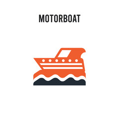motorboat vector icon on white background. Red and black colored motorboat icon. Simple element illustration sign symbol EPS