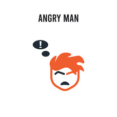 Angry Man vector icon on white background. Red and black colored Angry Man icon. Simple element illustration sign symbol EPS