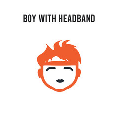 Boy with headband vector icon on white background. Red and black colored Boy with headband icon. Simple element illustration sign symbol EPS
