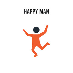Happy man vector icon on white background. Red and black colored Happy man icon. Simple element illustration sign symbol EPS