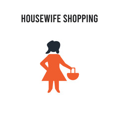 Housewife shopping vector icon on white background. Red and black colored Housewife shopping icon. Simple element illustration sign symbol EPS