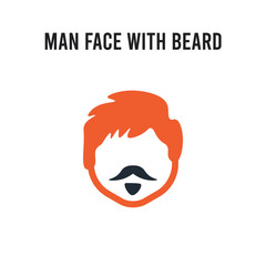 Man face with beard vector icon on white background. Red and black colored Man face with beard icon. Simple element illustration sign symbol EPS