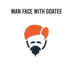Man face with goatee vector icon on white background. Red and black colored Man face with goatee icon. Simple element illustration sign symbol EPS