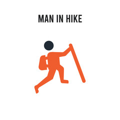 Man in Hike vector icon on white background. Red and black colored Man in Hike icon. Simple element illustration sign symbol EPS