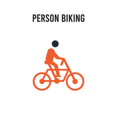 Person Biking vector icon on white background. Red and black colored Person Biking icon. Simple element illustration sign symbol EPS