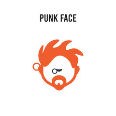 Punk face vector icon on white background. Red and black colored Punk face icon. Simple element illustration sign symbol EPS