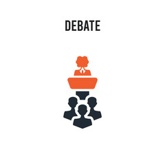 Debate vector icon on white background. Red and black colored Debate icon. Simple element illustration sign symbol EPS