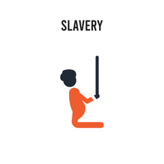 Slavery vector icon on white background. Red and black colored Slavery icon. Simple element illustration sign symbol EPS