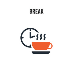 Break vector icon on white background. Red and black colored Break icon. Simple element illustration sign symbol EPS