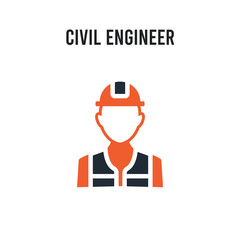 Civil Engineer vector icon on white background. Red and black colored Civil Engineer icon. Simple element illustration sign symbol EPS