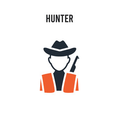 Hunter vector icon on white background. Red and black colored Hunter icon. Simple element illustration sign symbol EPS
