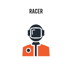 Racer vector icon on white background. Red and black colored Racer icon. Simple element illustration sign symbol EPS