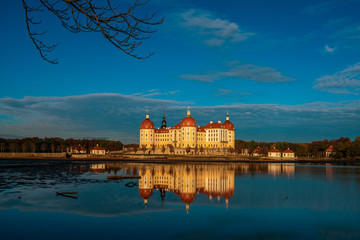 Fototapeta premium Panoramic view on Moritzburg Castle, Germany.