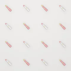 Background from lipsticks on a light background. Fashionable 3D illustration. © anghelka