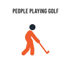 People playing Golf vector icon on white background. Red and black colored People playing Golf icon. Simple element illustration sign symbol EPS
