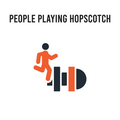 People playing Hopscotch vector icon on white background. Red and black colored People playing Hopscotch icon. Simple element illustration sign symbol EPS