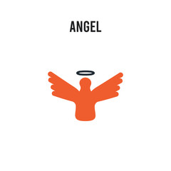 Angel vector icon on white background. Red and black colored Angel icon. Simple element illustration sign symbol EPS