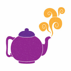 hot water pitcher vector design. digital hand drawn style. grain texture