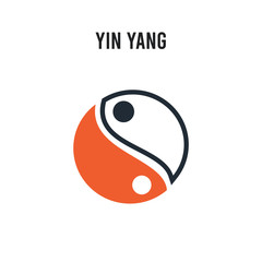 Yin Yang vector icon on white background. Red and black colored Yin Yang icon. Simple element illustration sign symbol EPS