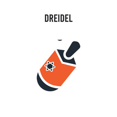 Dreidel vector icon on white background. Red and black colored Dreidel icon. Simple element illustration sign symbol EPS