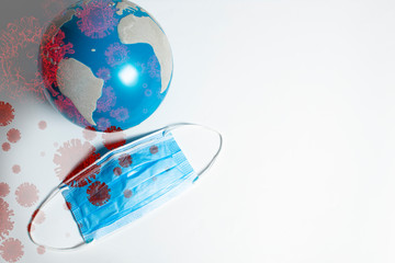 global with Hygienic mask blood dna of nCov covid-19 structure coronavirus crisis outbreak pandemic...
