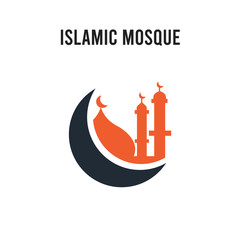 Islamic Mosque vector icon on white background. Red and black colored Islamic Mosque icon. Simple element illustration sign symbol EPS